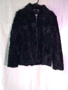 J. Percy for Marvin Richards Genuine Lamb Fur Black Zip Jacket Coat Medium